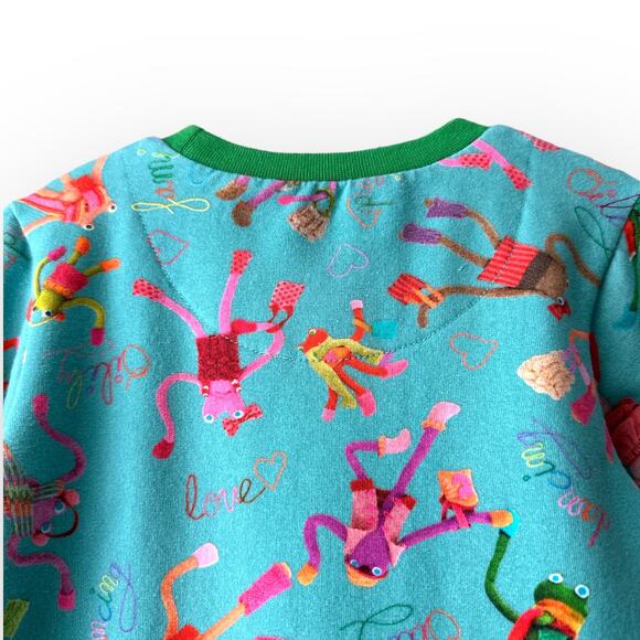 Oilily Organic Cotton Sweatshirt Dress and Striped Tights Size 104 (4T) Blue - Picture 7 of 16